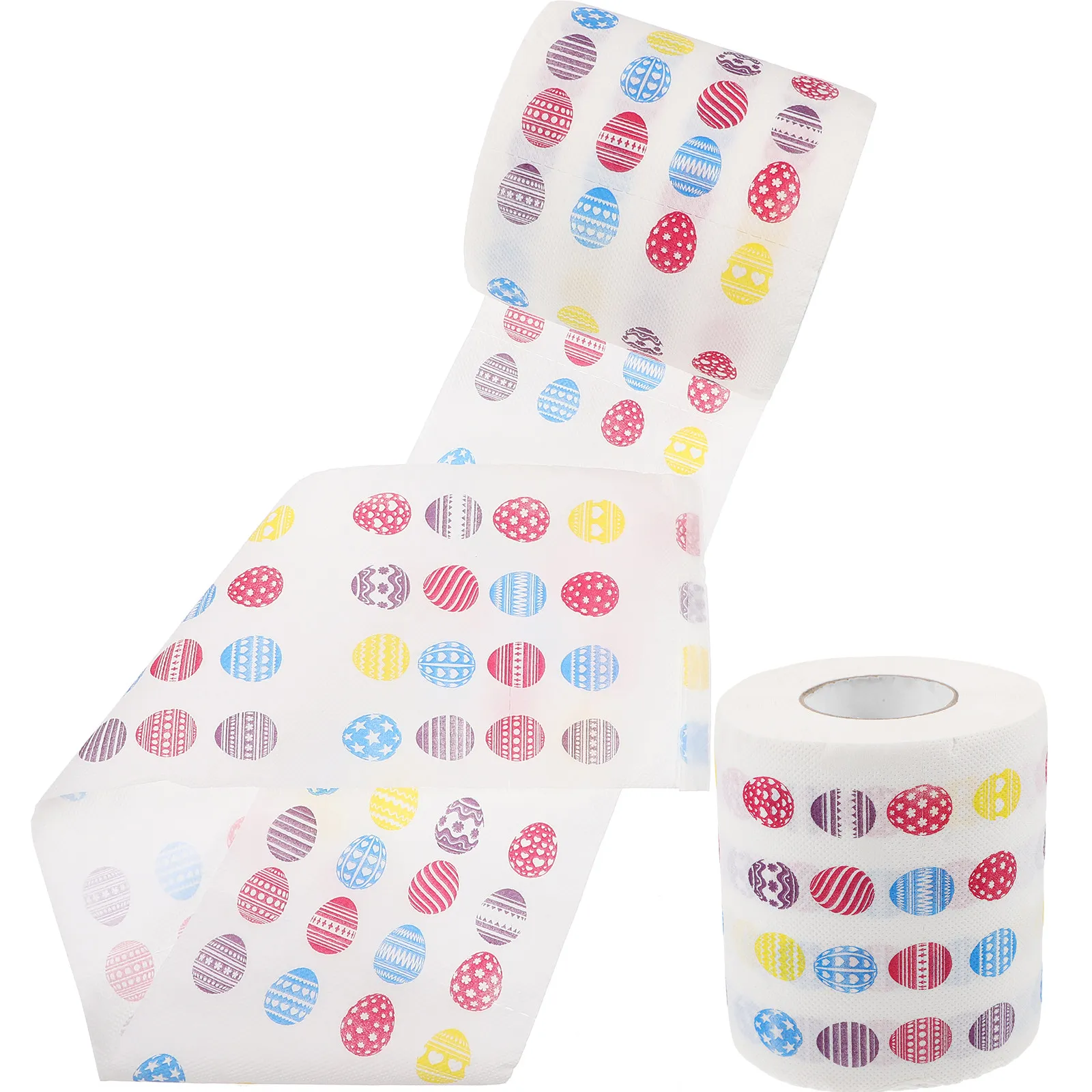 2 Rolls Easter Printed Toilet Paper Roll Soft Wood Pulp Decorative Bathroom Tissue for Themed Parties Easter Egg Design