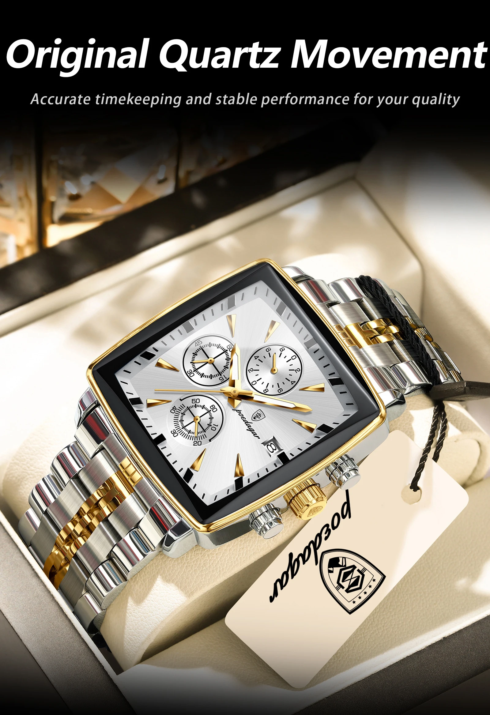 POEDAGAR Top-Luxus-Herren-Armbanduhr Quarz Leuchtend Wasserdicht Edelstahl Herrenuhr Chronograph Datum Business-Herrenuhren – Detail 11