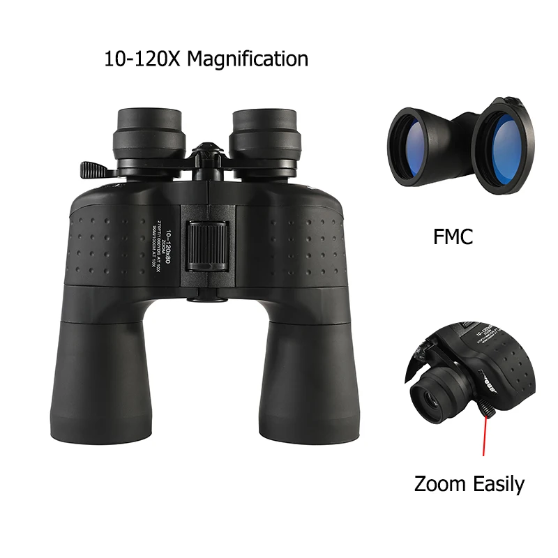 ZIYOUHU-Telescópio Binocular de Longo Alcance HD120 Vezes Alta MagnificaçãoSpyglass para Caça Camping ProfissionalZoom Zoom10-120X80