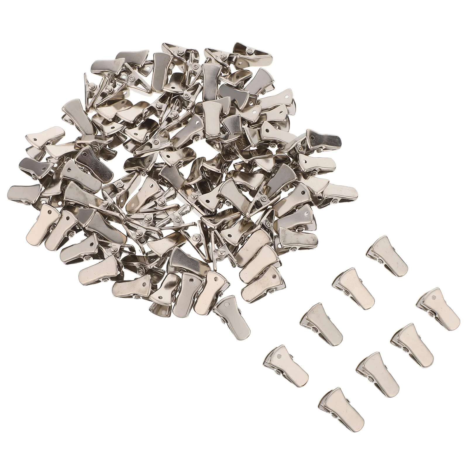 

100Pcs Metal Badge Holder Clips Alligator Grip Spring Clamps Strong Hold Name Tag Fasteners Id Card Clips Office School