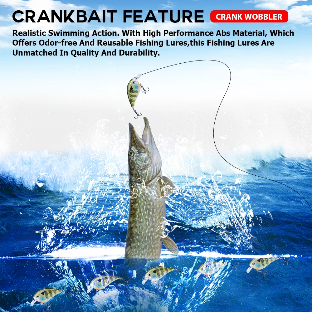 Agoie Shallow Square Bill Crankbait Bass Lure 55mm 10g Floating Wobblers For Pike Artificial Bait Minnow Lures For Fishing