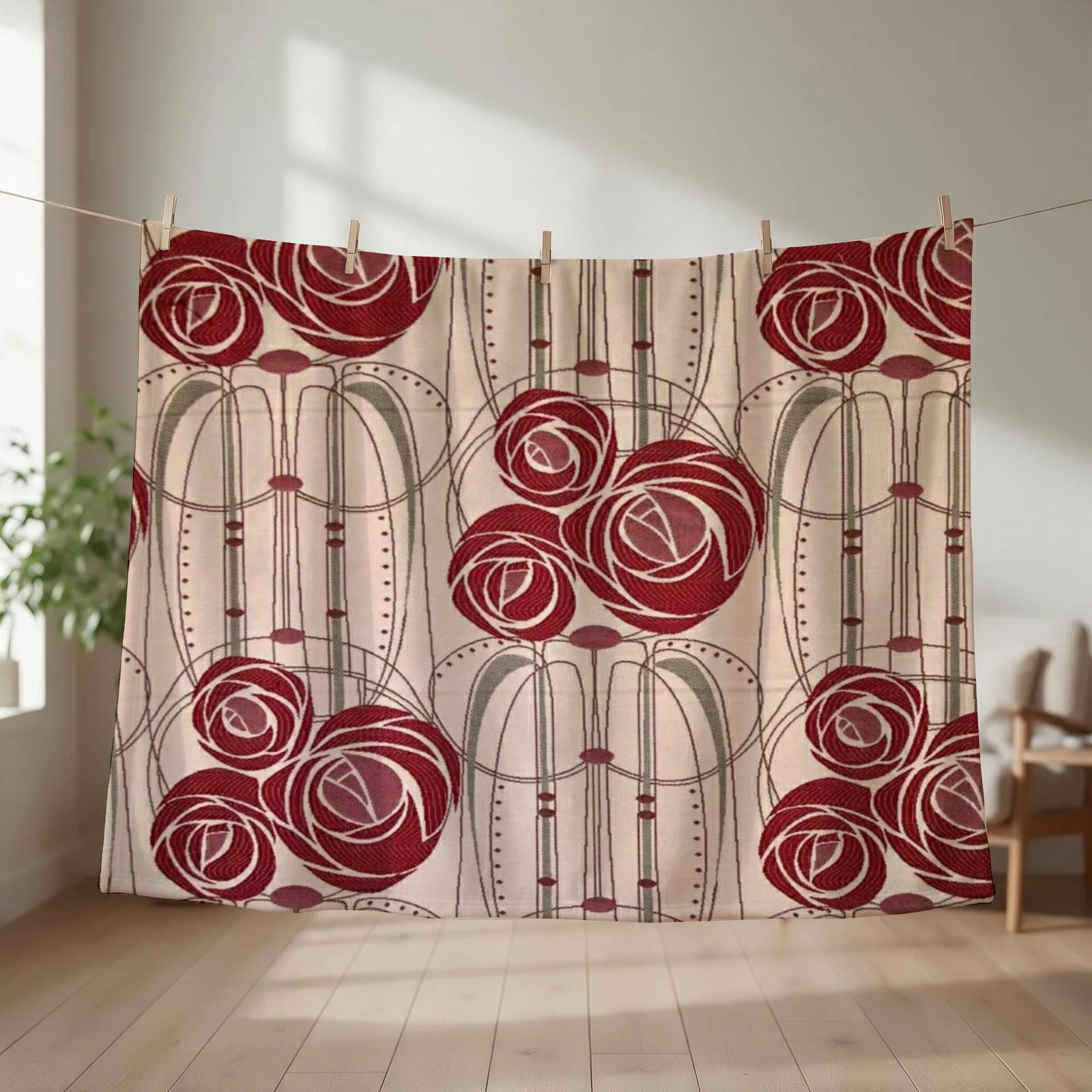 Hand-Drawn Coffee Mugs - I Love Coffee - Muted Red, Black and White - 2nd Version Throw Blanket Sofas Cute Plaid Blankets