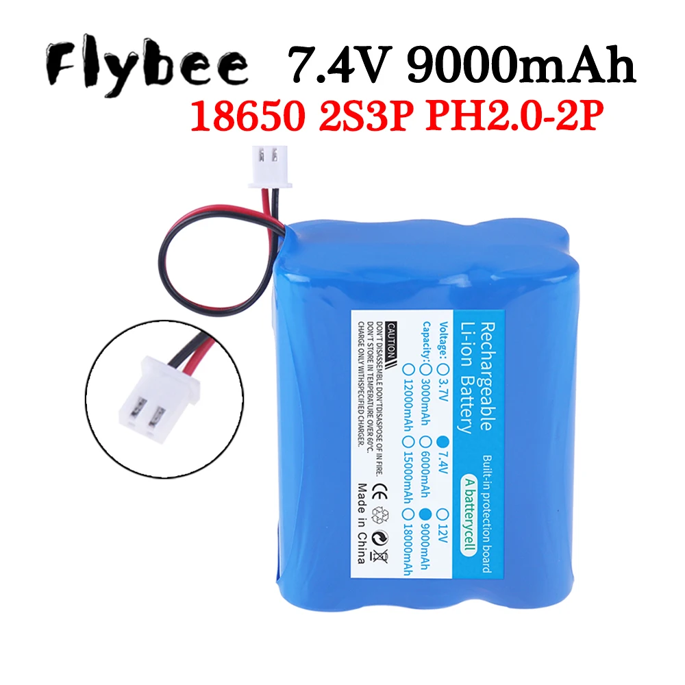 Nuevo Paquete de batería de iones de litio recargable 2S3P 18650 7,4 V 9000mAh, para altavoz megáfono, monitoreo inalámbrico, proyectores