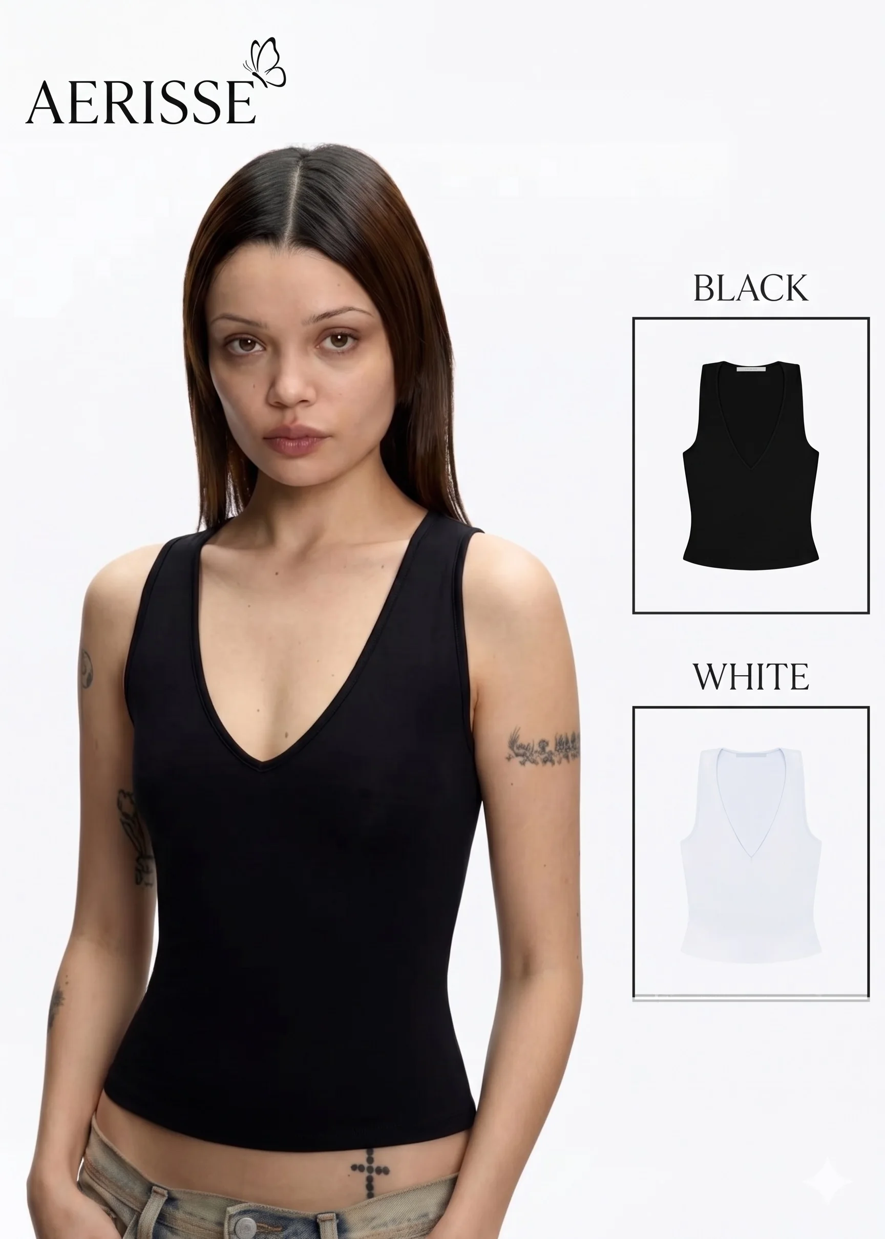 

Tank Womens Summer Solid Color Deep V Neck Tank Top Slim Fit Sexy Sleeveless Crop Top Casual Daily Streetwear