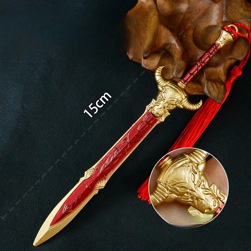 Figurine de dessin animé sabre, 15cm, artisanat en métal, accessoires de collection, décoration de bureau, ornements, cadeaux d'anniversaire, jouets