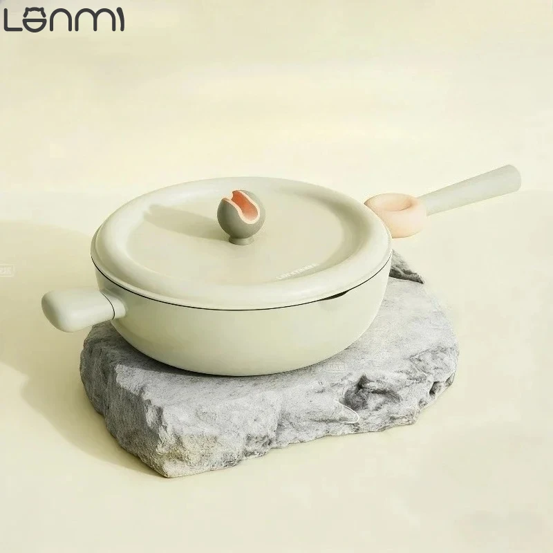 

LANMI 28CM Bell Woks Non-stick Multifunctional Pan with Detachable Handle Kitchen Healthy Cooking Frying Pan Stoves Universal