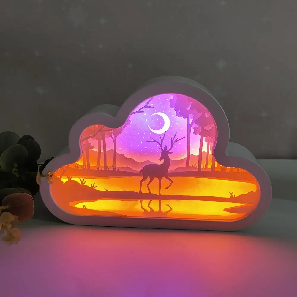 Bonito forma nuvem luzes decorativas noite, quente colorido quarto abajur, criativo 3D baixo alimentado