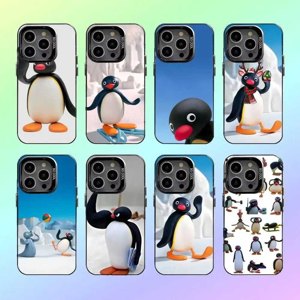 

Happy P-Pingu P-Penguin Phone Case For iPhone17,16,15,14,13,12,11 Colored Silver Plated Inside Cover