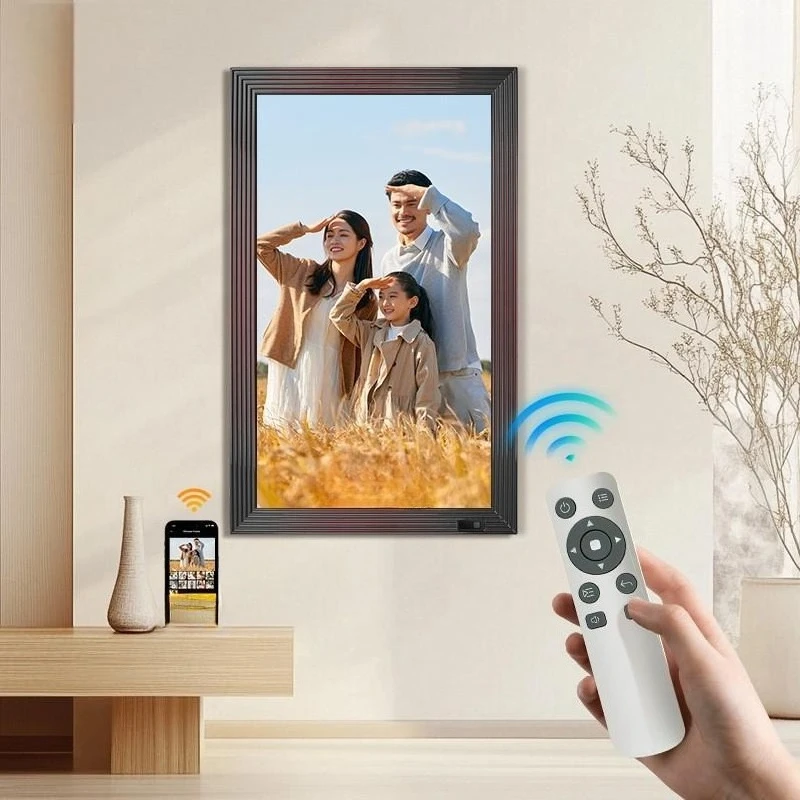 

Electronic photo album Home wedding art photo Wall player Photo frame 27 inches solid wood