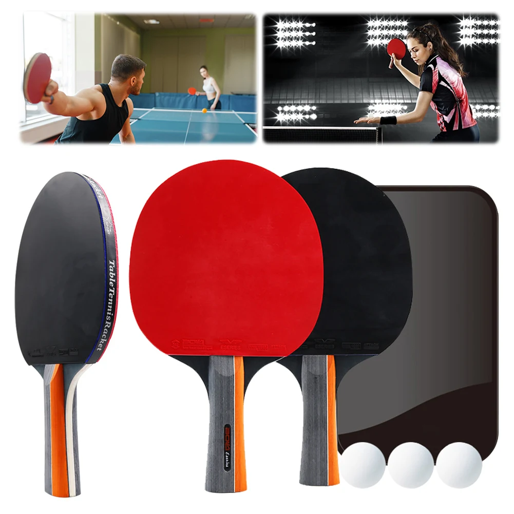 Ping Pong Paddles Table Tennis Racket 2 Rackets & 3 Balls Ping Pong Racket with Storage Bag Non Slip for Beginners Training Game