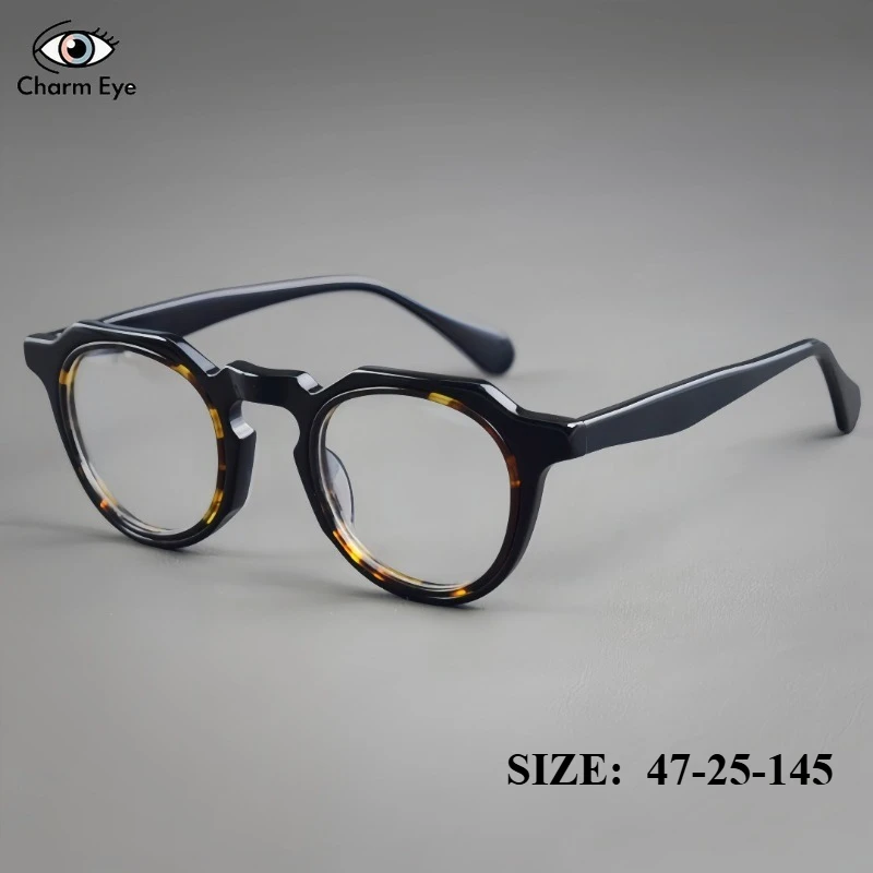 New Men Acetate Glasses Frame Patchwork Retro 90008 Double Circle Personalized Fashion Women Optical Myopia Prescription Eyewear