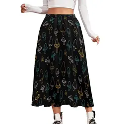 Colorful Mushroom Skirt Neon Mushrooms Print Aesthetic Casual Skirts Elegant A-line Skirt Female Print Oversized Clothing