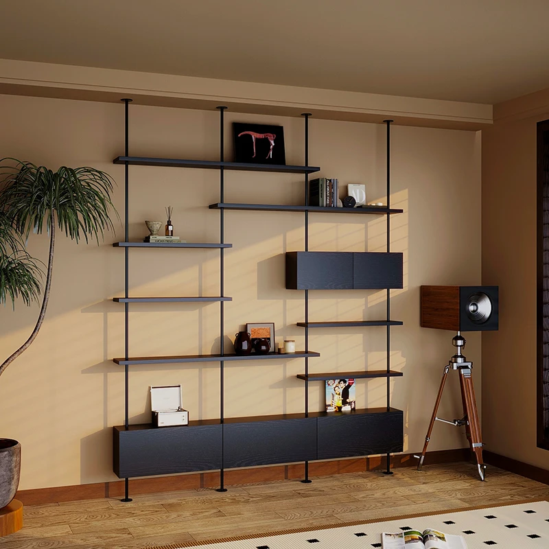 Nordic simple bookshelf integrated living room partition display shelf household floor-to-ceiling bookcase