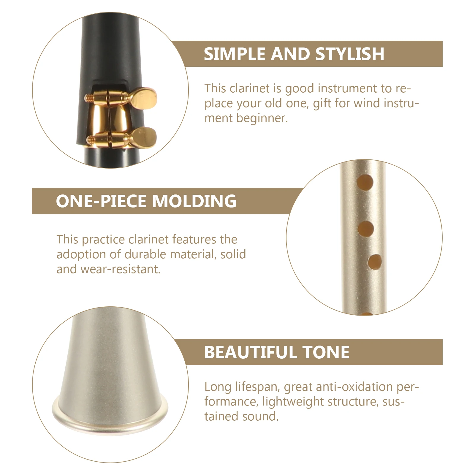 

Professional Practice Clarinet Durable Lightweight Wind Beginner Simple Exquisite Musical Sustained Sound Clarinet