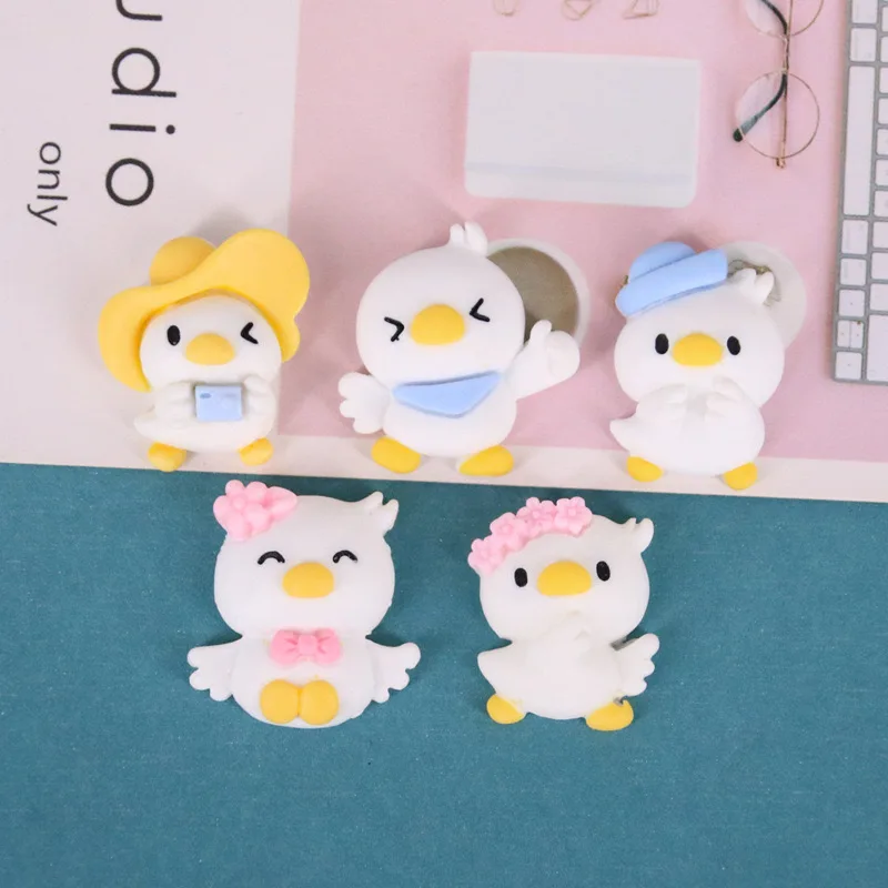 10pcs Cartoon Mini Ducks Resin Flat Back Embellishments Cabochon Scrapbook Charms for Jewelry Accessories for Girls