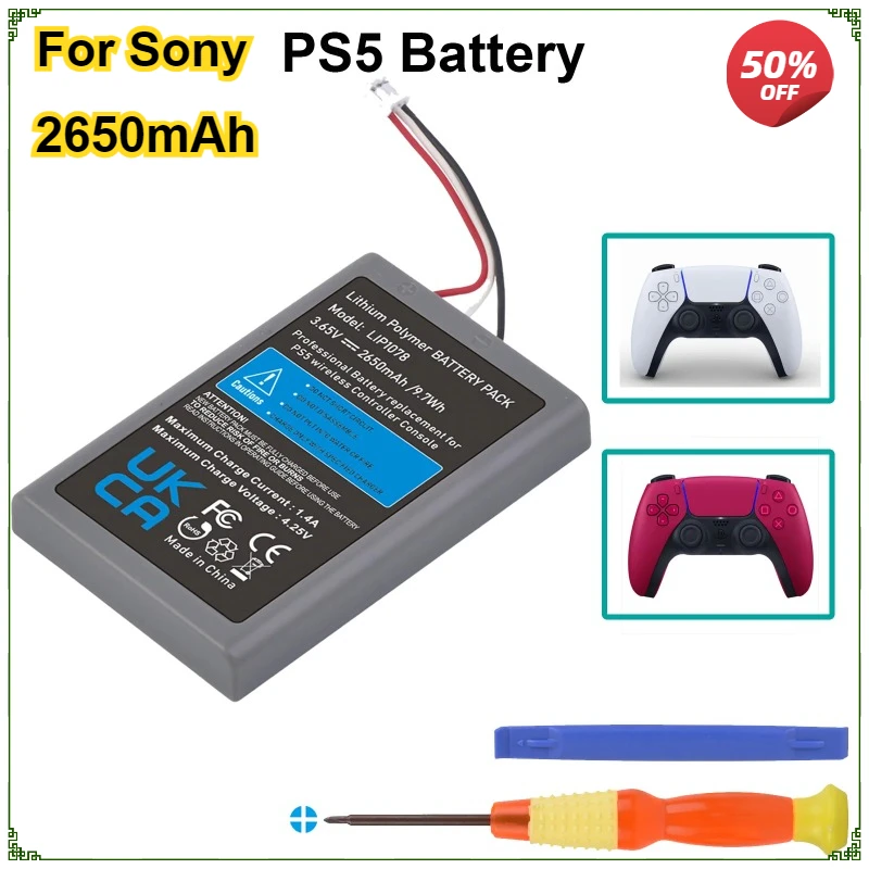 

2650mAh Rechargeable Li-ion LIP1708 PS5 Battery for Sony PlayStation 5 Dualsense Controller CFI-ZCT1 W B U