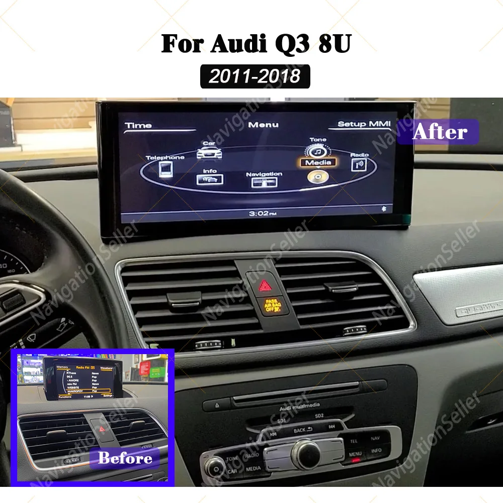 

Wireless Carplay for Audi Q3 2013 2014 2015 2016 2017 2018 Car Video Multimedia Player Android 15 Smart System Touch Screen WIFI