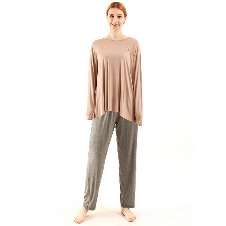 &skin color top + dark gray pants