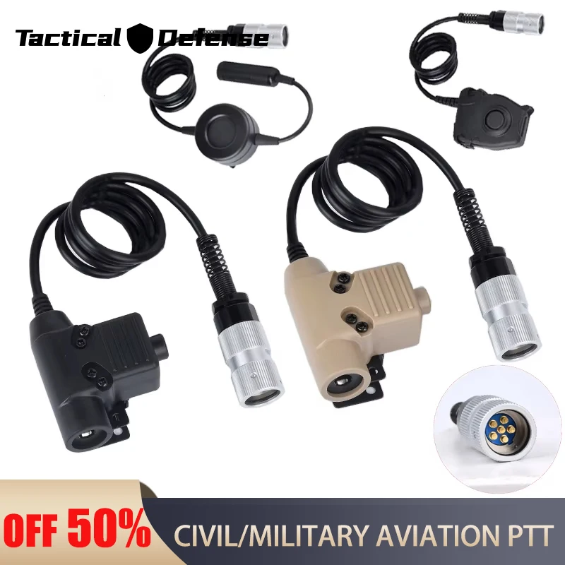 WADSN Aviation Plug Kenwood PTT Civilian Hunting T Earphone 7.0 Plugs Fit PRC-152/PRC-148 Dummy Model U94 Baofeng Walkie-talkie