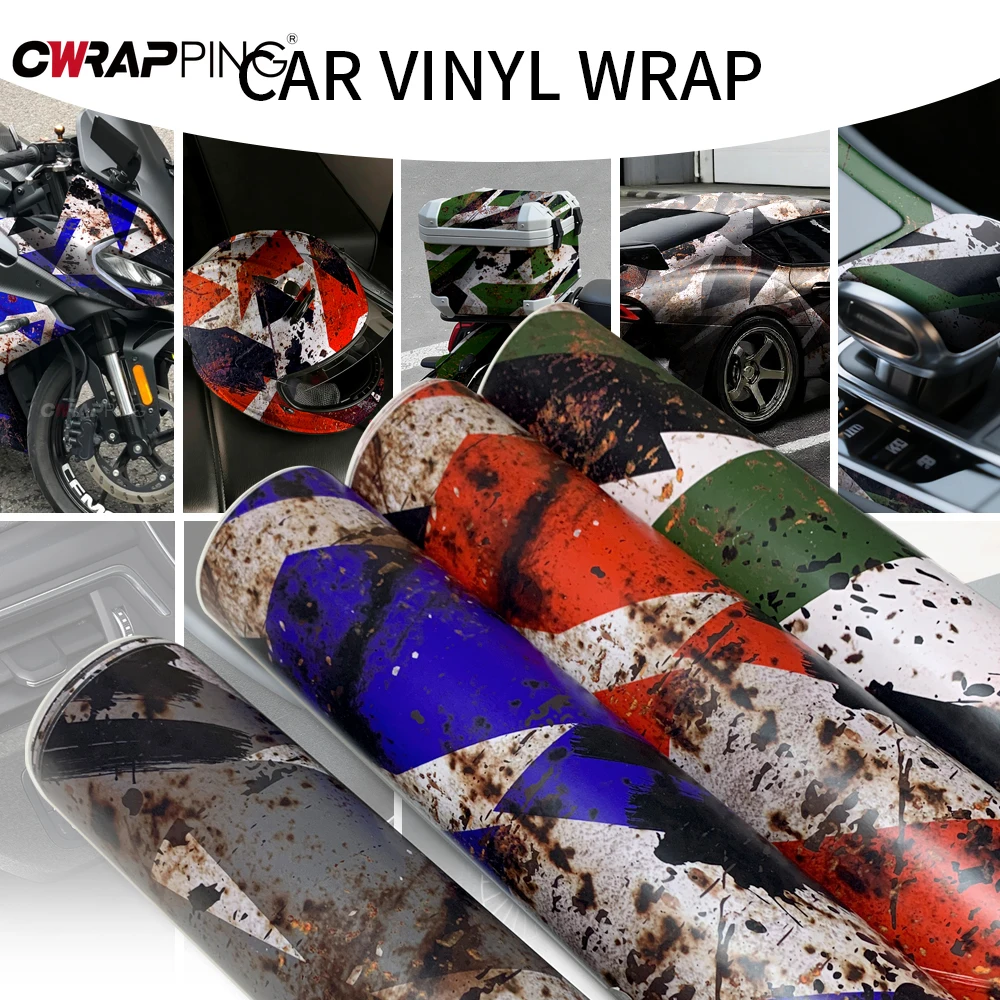 

Exterior Car Stickers Geometry Camo Wrap Supplies Car Body Films Vintage Rust Effect Vinyl Wrap Film Wrapping Tools Motorcycles