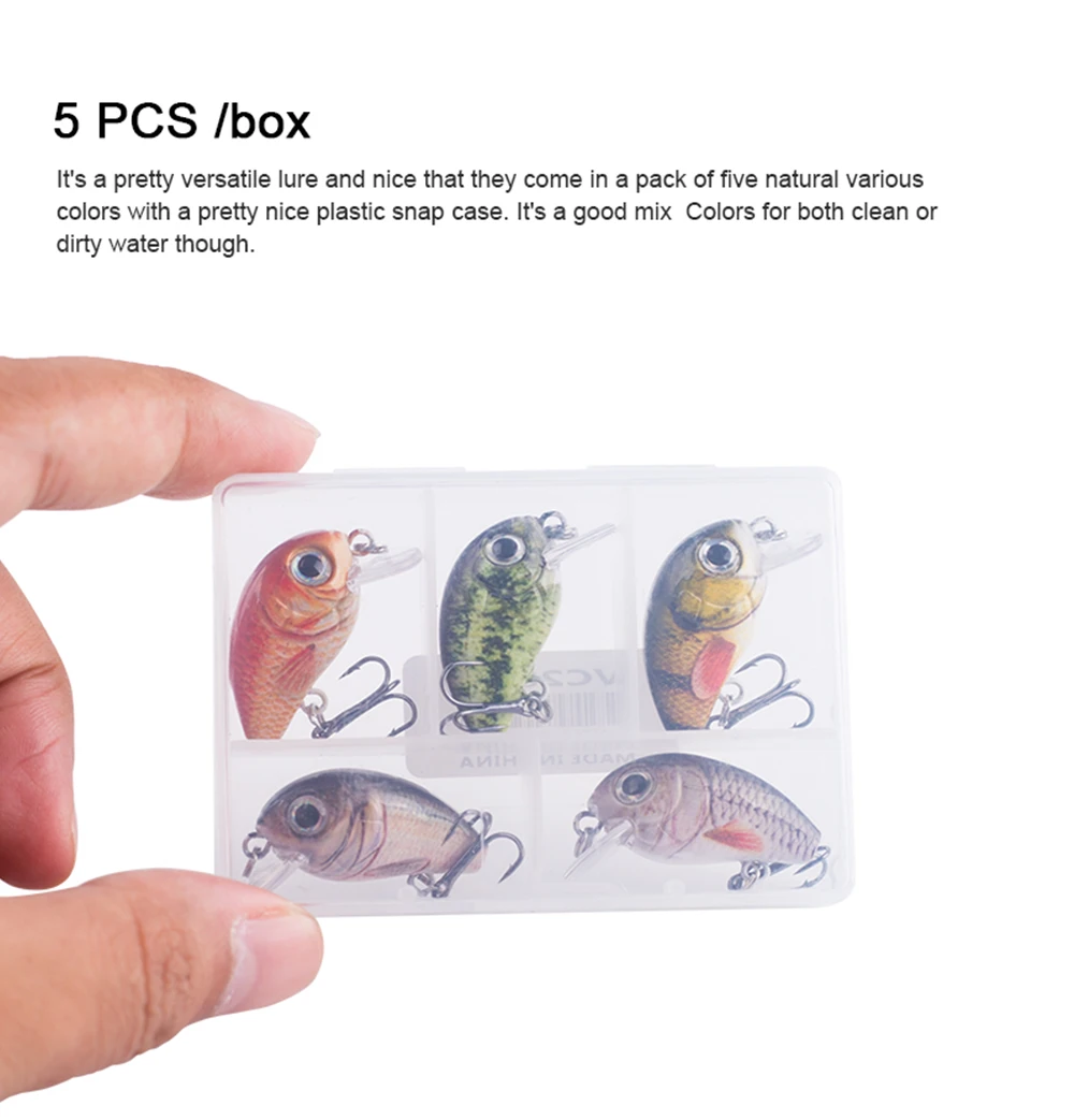 Hanlin 5 Stück/Set 2,8 cm 2 g Mini-Wobbler, langsam sinkender Crankbait-Angelköder, künstlicher Köder, Hartplastik-Wobbler für Barsch-Angelausrüstung – Detail 4