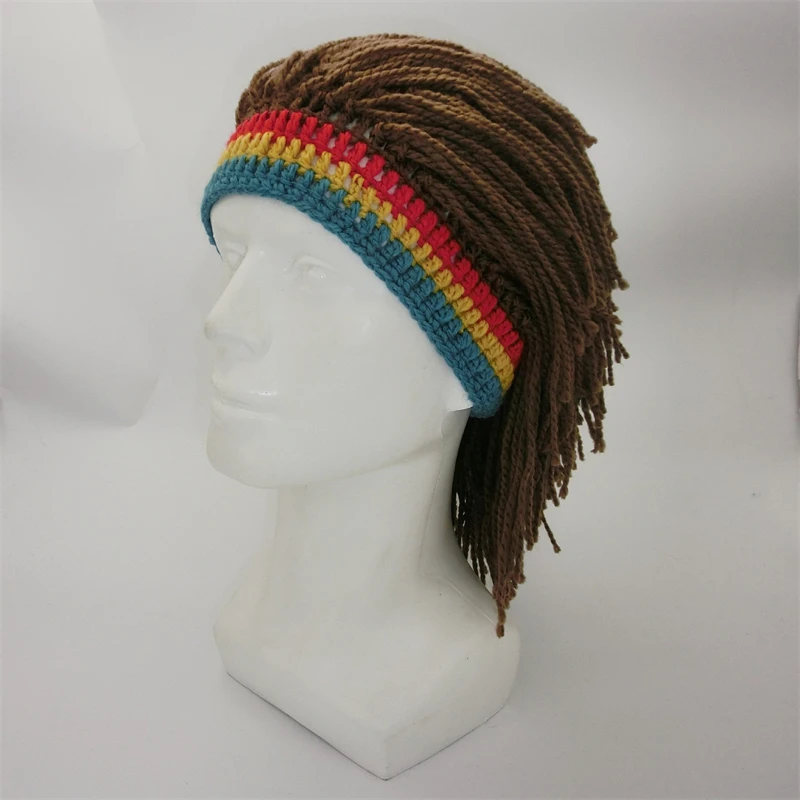 Hot Cap Reggae Dreadlocks Wig Cap Men Women Knitted Beanies Wig Braid Hat Handmade Braid Hair Hat Fancy Winter Warm Beanie