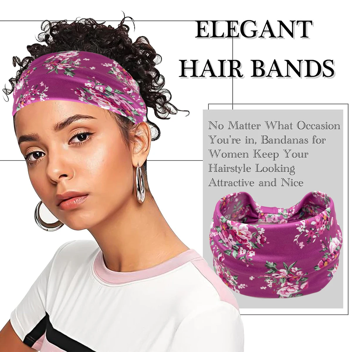 Fascia per capelli fiori Yoga Rose End the hairband Elasticity Printing fasce per capelli da donna carine per accessorio per capelli da ragazza