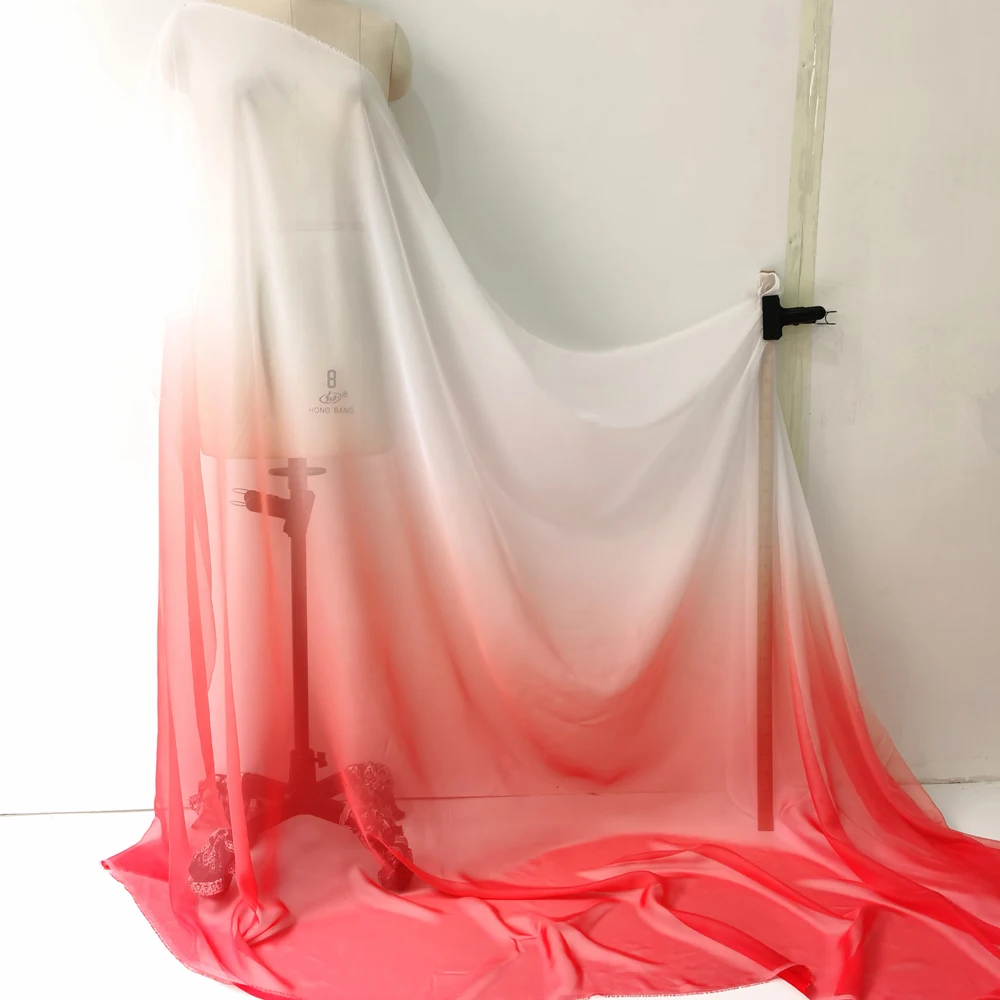 Farbverlauf-Imitat-Seidenstoff 30D Chiffon-Gewebe für Kleider, 2-Farben-Stoff für Tanzkleidung, Hochzeitsstoff Meterware – Detail 17