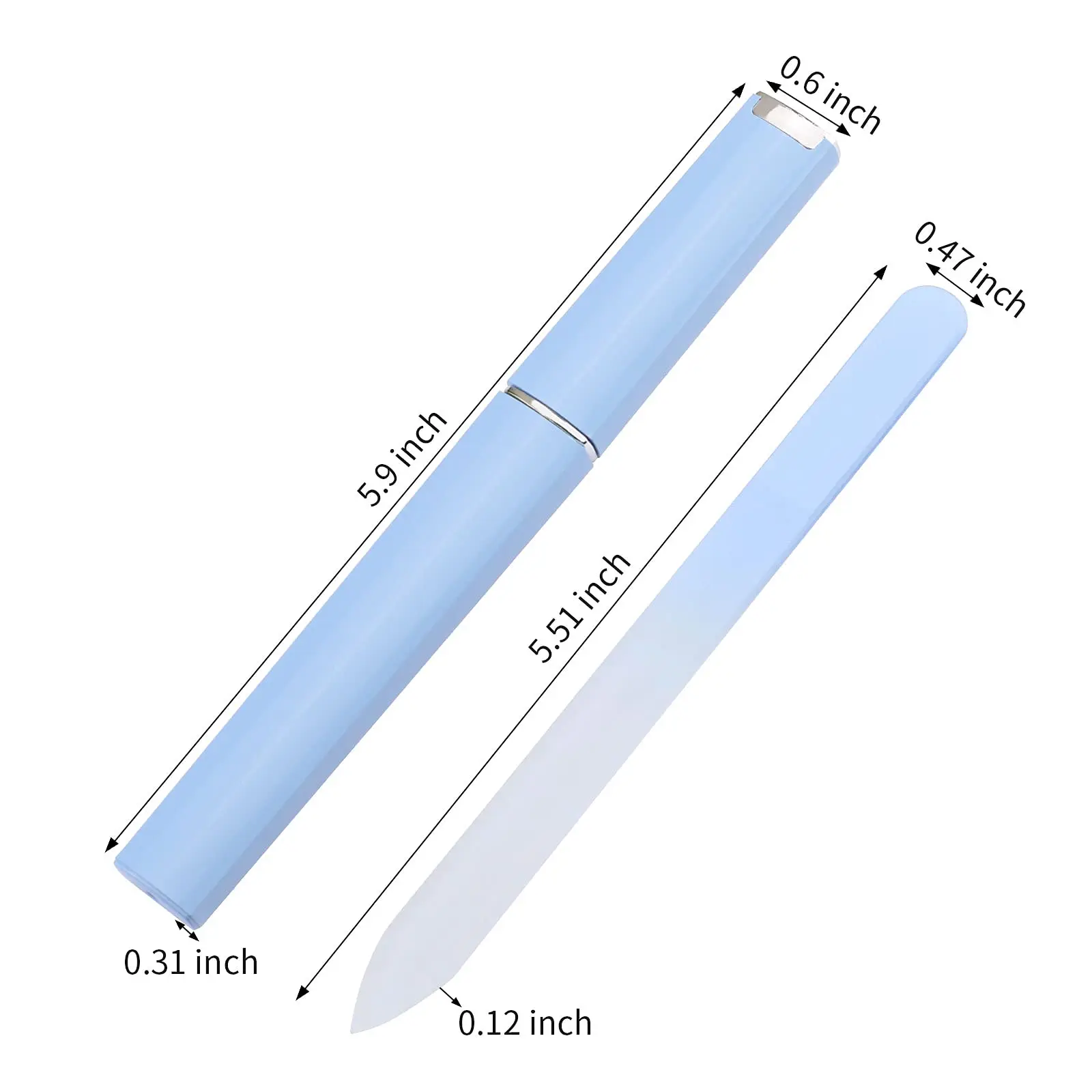 Lima de vidrio para uñas con estuche, lima de uñas para uñas naturales, lima de vidrio grabada de doble cara, herramienta profesional de manicura de uñas