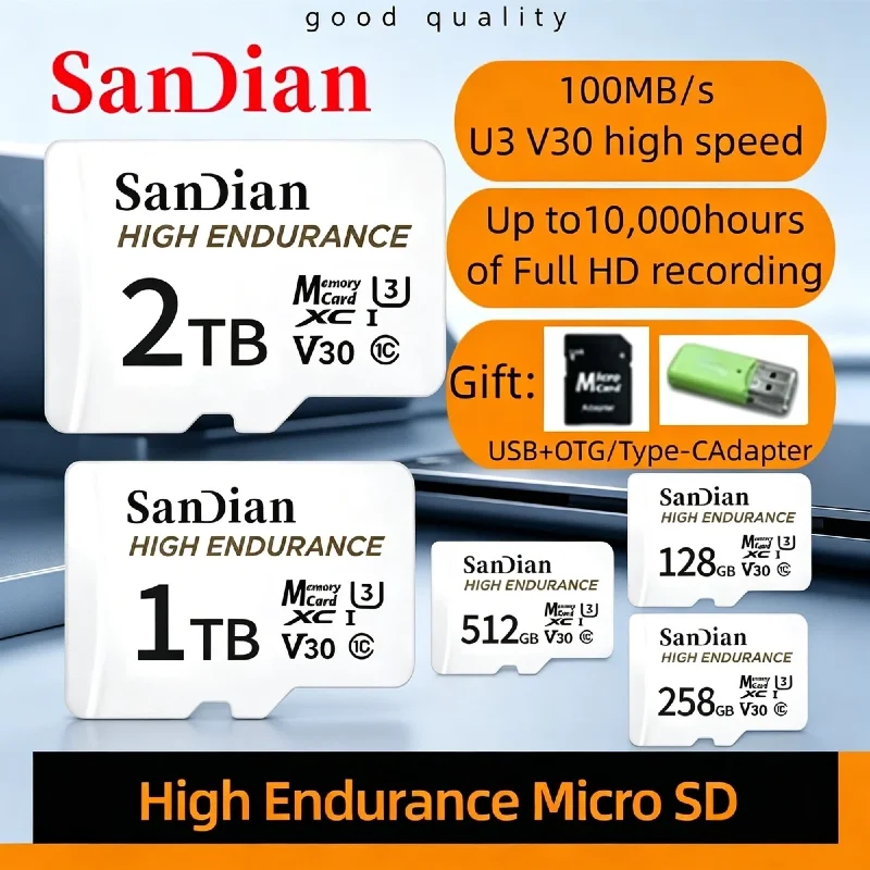

High Speed V30 U3 C10 128GB Micro TF SD Card 2026 High Endurance Memory Card for Drone Dash Cam Home Monitoring Device