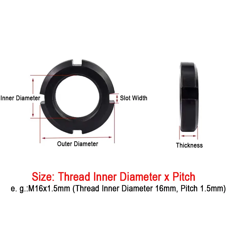 Metric Left Hand Thread Round Nut Black Carbon Steel Slotted Locking Nut M16 M18 M20 M22 M24 M25 M27 M30-M60 GB812 Four Slot Nut