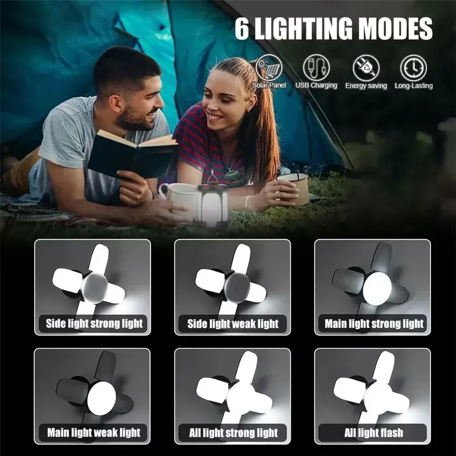 2-in-1 Rechargeable LED Camping Lantern & Floodlight,5 Modes Bright Flashlight Portable Emergency Light for Outdoor Camping Tent