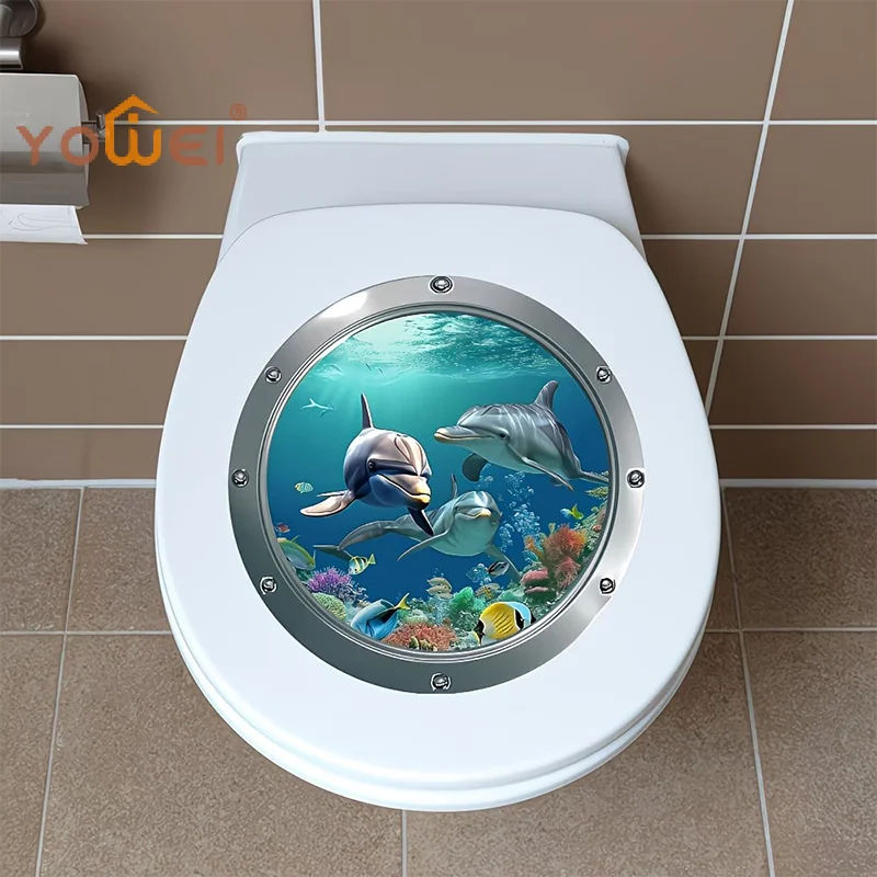 Latest Underwater World Toilet Sticker Ocean Animals Wall Sticker Self-Adhesive Removable Waterproof Bathroom Decals Home Decor