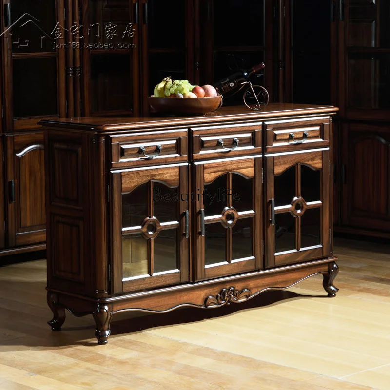 Solid Wood Furniture Black Walnut Dining Glass Door So Easy So Beauty Living Room Locker