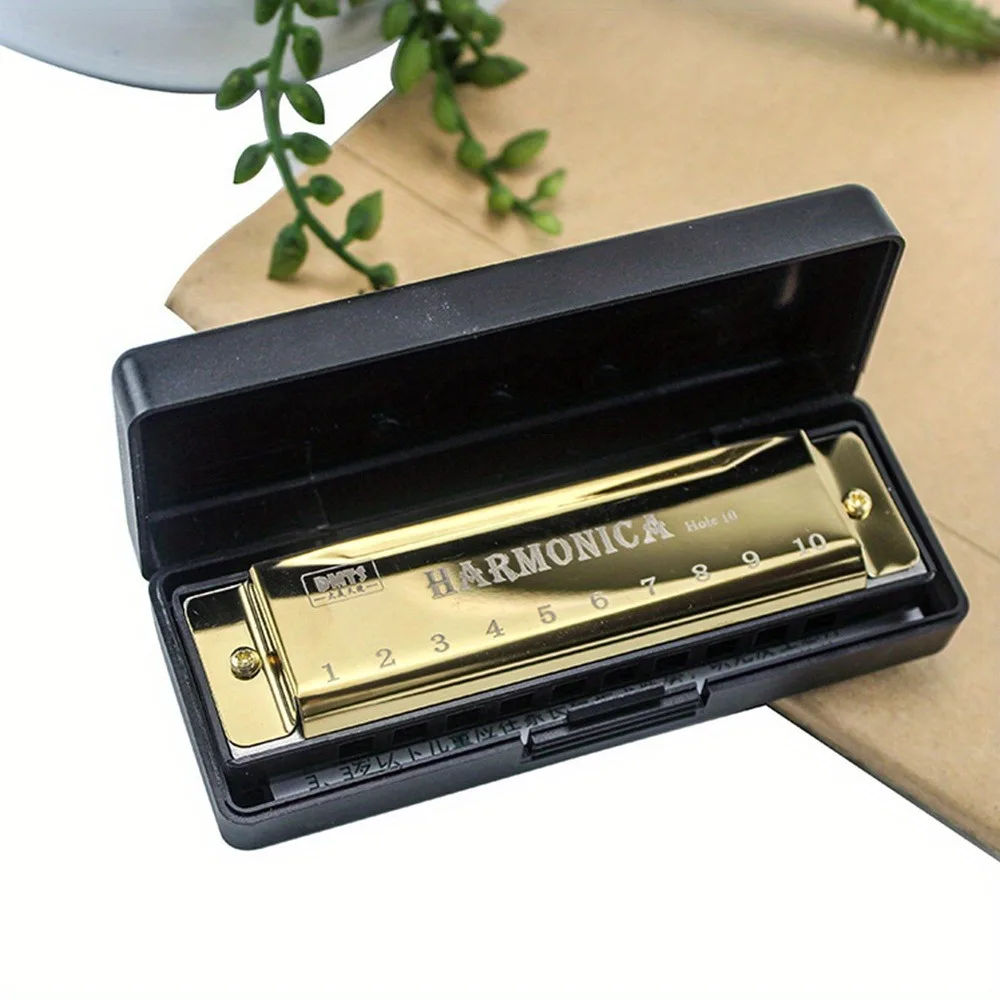 Harmonica Key of C 10 Hole Chromatic Harmonica C with Case for Beginner Students Kids Gift with Case