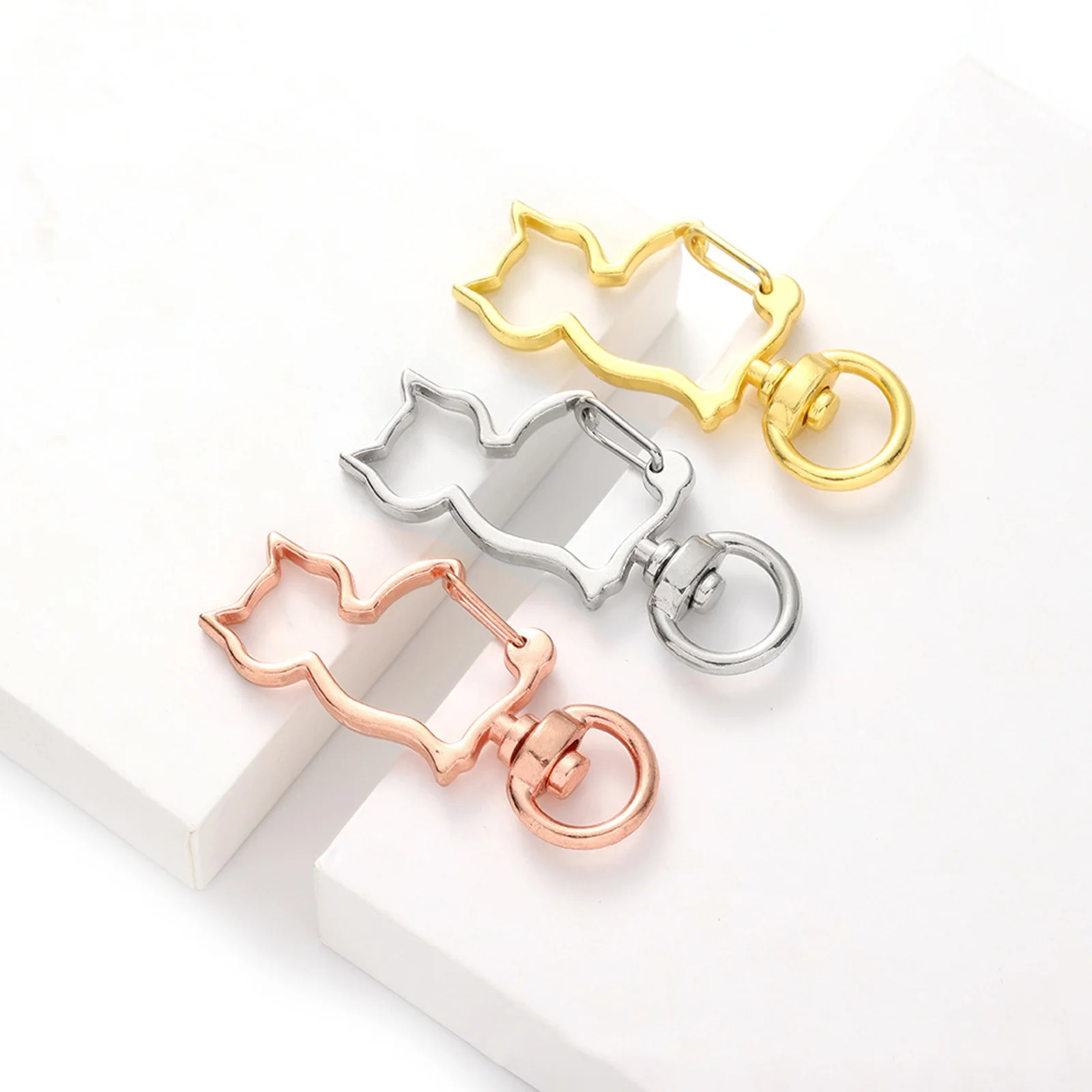 

40 Pcs Metal Cat Head Buckle Large Alloy Key Chain Snap Clip Keychain Accessories Diy Jewelry Supply Spring Clasps Parts