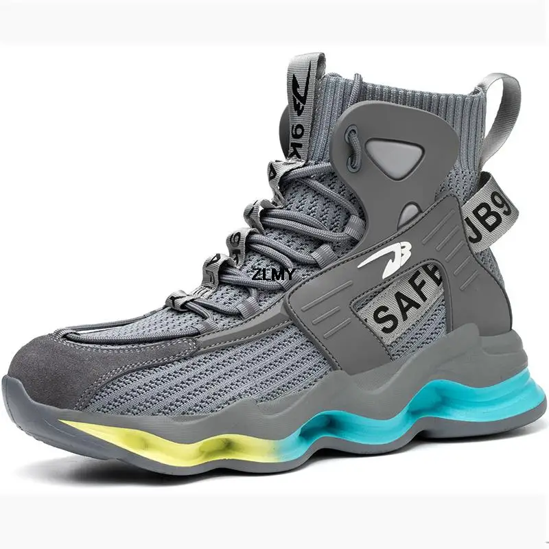 Nowe buty ochronne męskie tenisówki robocze stalowe buty z palcami odporne na przebicie wysokie buty ochronne męskie lekkie buty robocze