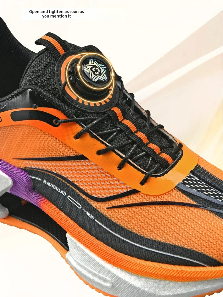 AJHL Carbon Board Running Shoes Shock-absorbing Mesh Fabric Breathable Running Shoes Outdoor Anti Slip Sports Shoes