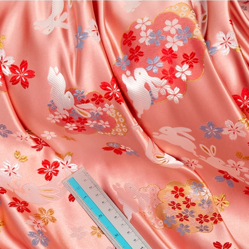 Traditional Jacquard Cloth, West Array Woven, Chinese Classical Style, Jade Rabbit Woven, Pink Brocade, Jacquard Clothes,23/126