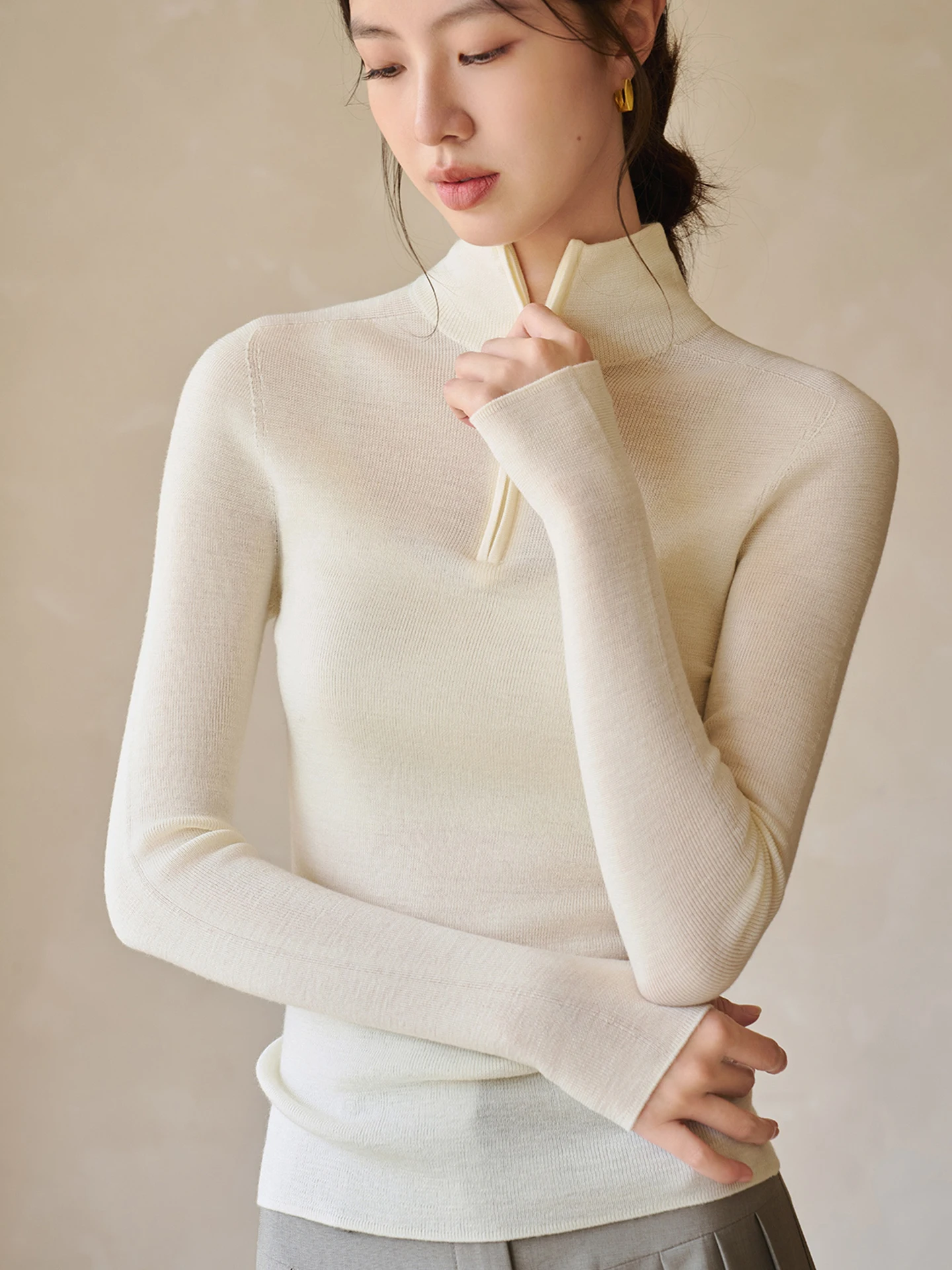 

Женский длинный вязаный свитер Sve, цветной топ на молнии, приталенный базовый свитер, корейская версия, на молнии