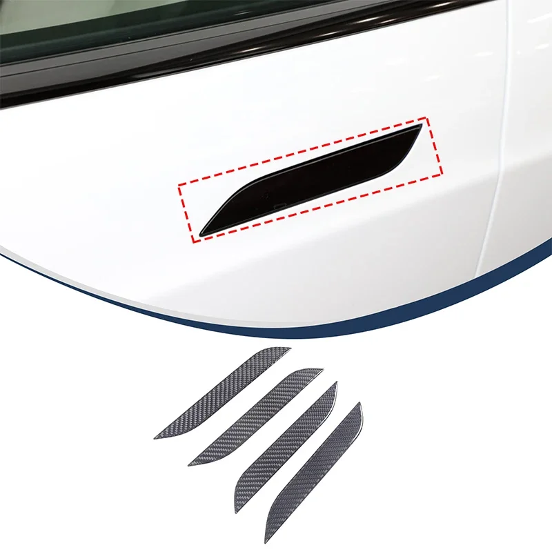 For Tesla Model S 2014+ Car Exterior Handle Decorative Stickers Soft Carbon Fiber Automotive Exterior Accessories 4Pcs