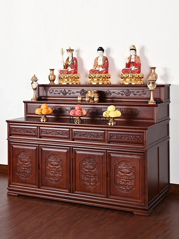 

LJY 54 Solid Wood Three-Layer Buddha Shrine Altar New Chinese Incense Table Buddha Cabinet