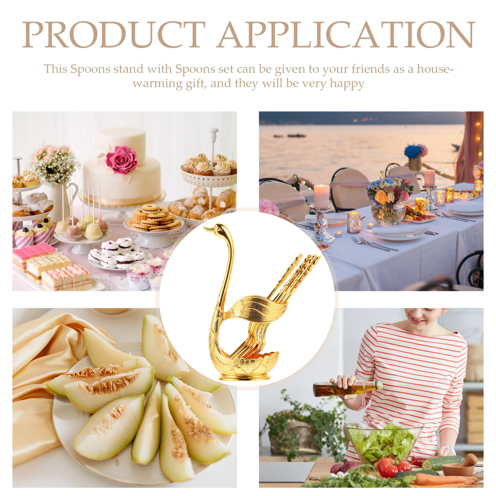 

1 Set Metal Swan Spoon Fork Set Alloy Dessert Cake Fruit Forks Smooth Easy Clean Kitchen Dining Home Storage Holder