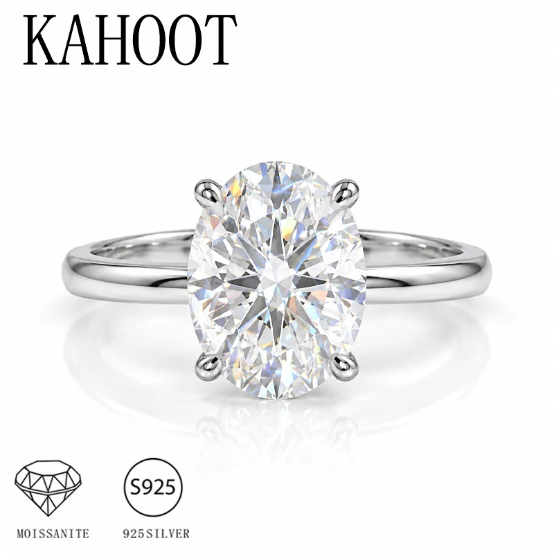925er-Silberring mit einem 2-Karat-Oval-Moissanit; Geeignet für den täglichen Gebrauch, Hochzeiten, Bankette und Feiern. – Detail 1
