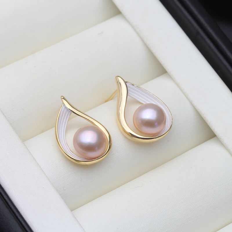 

Natural Stud White Pearl Earrings Jewelry Wife Mother Anniversary Gifts Pink Black Real Freshwater Stud Earrings With Pearls