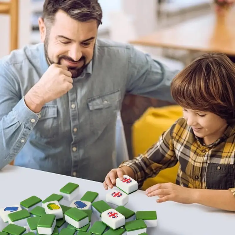 

Game National Flag Edition Family Party Games Mahjong Tiles Set For Children Adults All Ages