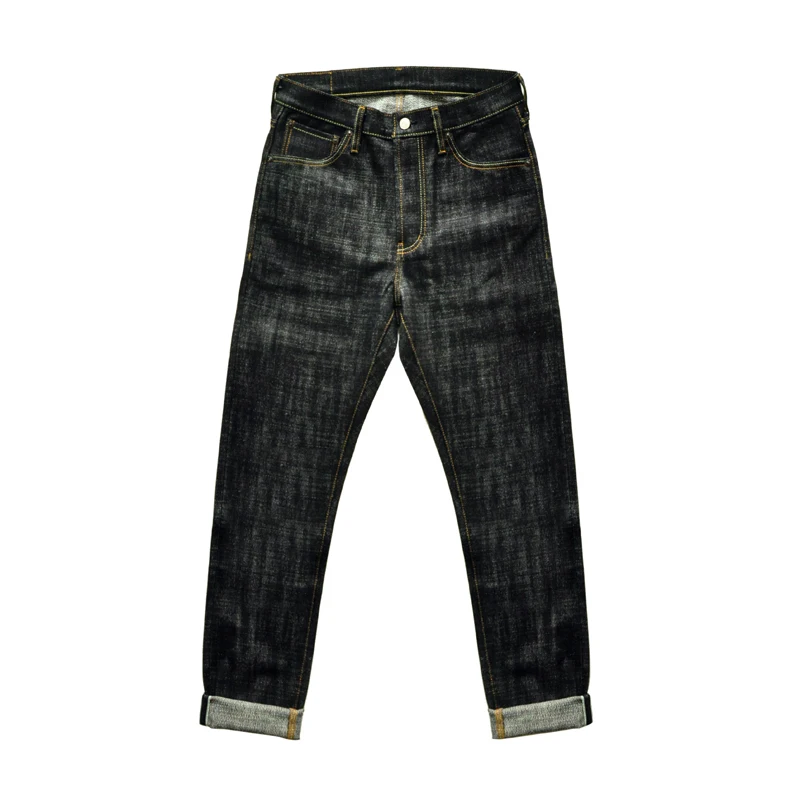 Sauce Zhan EX310-BO-Thunder Jeans for Men Furinkazan Selvedge Raw Denim Jeans Mens Jeans Slim Fit 16.8 OZ Silver-plated Buttons