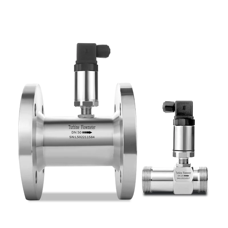 DN50 Turbine Flowmeter 4~20mA RS485 SS316 Flange Threaded Connection Liquid Flow Meter for Water and Oil 2 Inch DN100