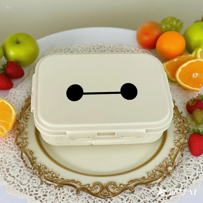 BAYMAX Lunch Box Cartoon Simple Creative Water Injection Heating 304Stainless Steel Kawaii Lunch Bento Box Home Gift