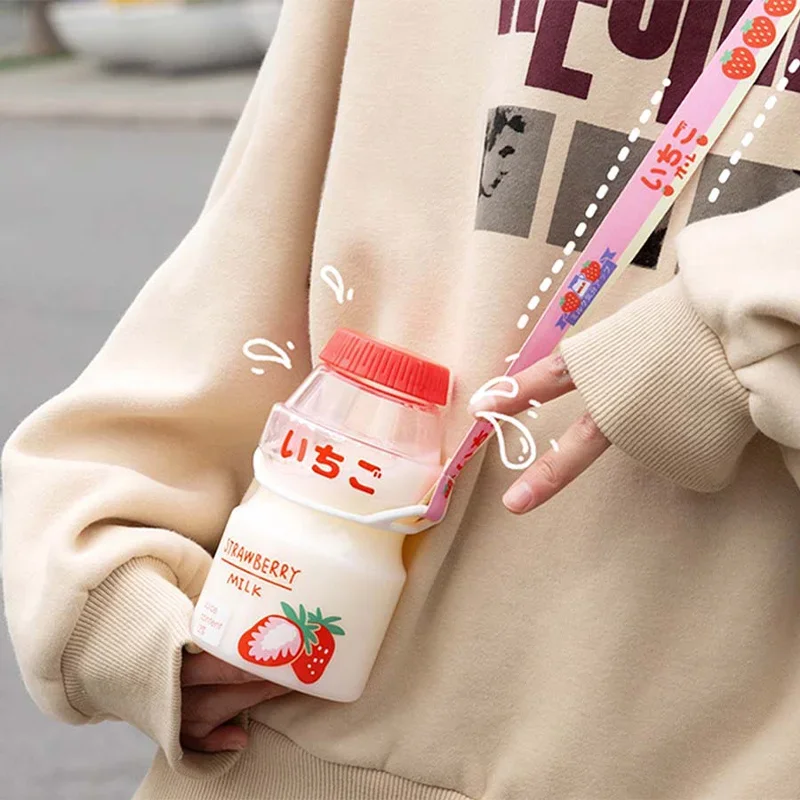 480ml Plastic Lovely Yogurt Water Bottle Travel Drinking Avocado Yakult Shape Kawaii Milk Bottle Children / Girls / Adults